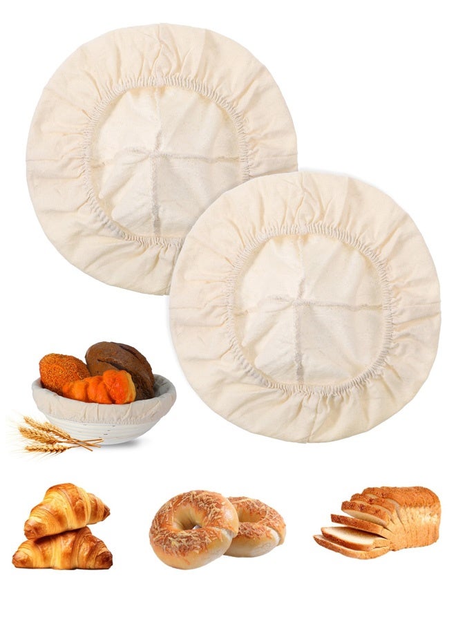 2 Pcs Round Bread Proofing Basket Cloth Liner, Banneton Basket Liner Baking Dough Basket Cover Natural Rattan Banneton Proofing Cloth Bread Baking Supplies for Bakery Home Baking - Image 1